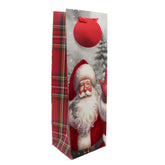 X-mas Wine Bag Santa SP(36*12*10CM/M994) featuring festive Santa design and plaid accents.
